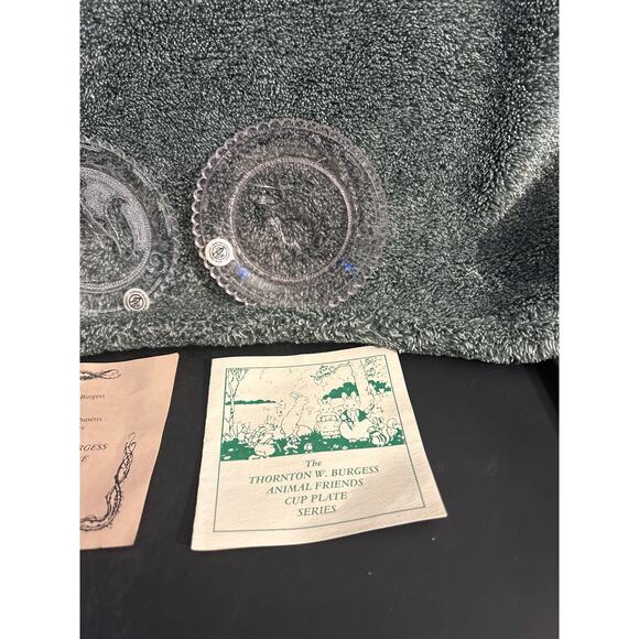 Thornton Burgess Plate Set of 3 Vintage Pairpoint Glass Baby Shower Gift - Picture 4 of 15